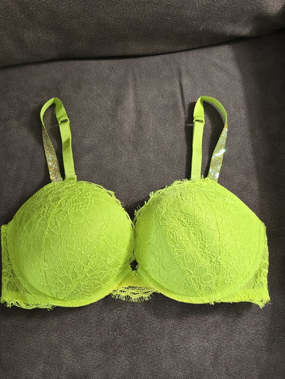 Victoria's Secret Neon Lime Lace Push-Up Bra